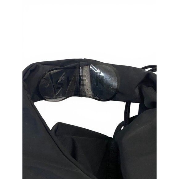 NWT SHEIN Black Bandeau Bikini Set High Waist Ruched Adjustable Straps Size S - Picture 3 of 9